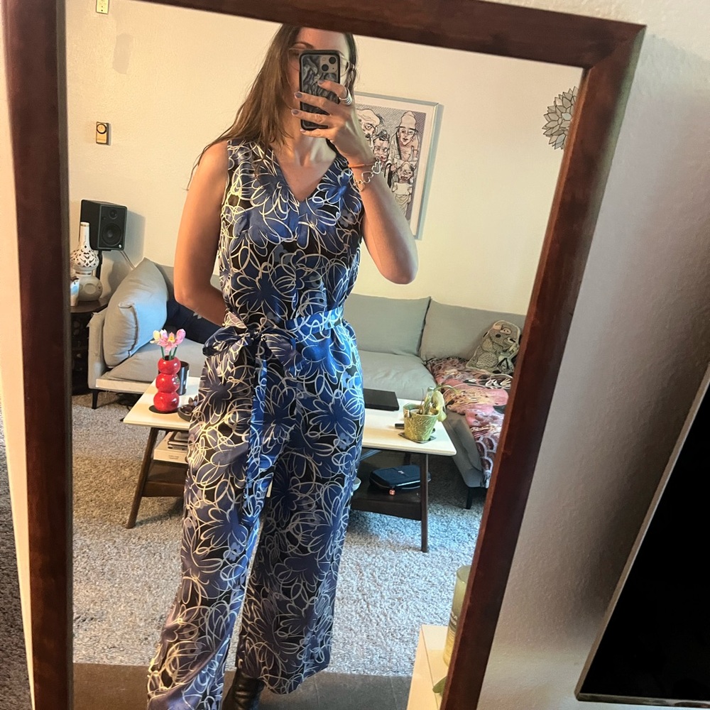 Floral Blue Vintage Jumpsuit